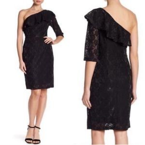 SUPERFOXX Shimmer Black One-Shoulder Sheath Dress S